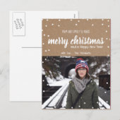 Vrolijk kerstscript Kraft Paper | Foto Feestdagenkaart (Voorkant / Achterkant)