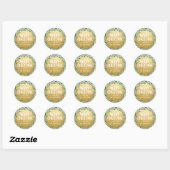 Vrolijk kerstscript | Krans | Faux gouden folie Ronde Sticker (Vel)