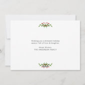 Vrolijk kerstscript laat bessen gouden foto achter feestdagenkaart (Achterkant)