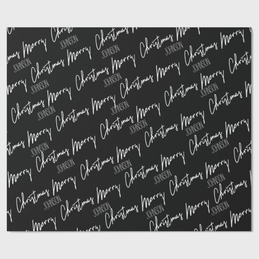 Vrolijk kerstscript met de naam Nordic Cousy Cadeaupapier (Vlak)