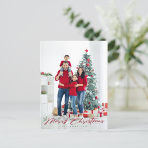 Vrolijk kerstscript met dennen & bessen foto briefkaart