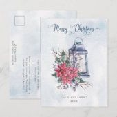 Vrolijk kerstscript met Waterverf Poinsettias Briefkaart (Voorkant / Achterkant)