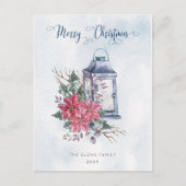 Vrolijk kerstscript met Waterverf Poinsettias Briefkaart (Voorkant)