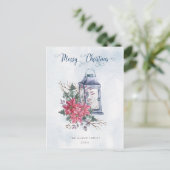 Vrolijk kerstscript met Waterverf Poinsettias Briefkaart (Staand voorkant)