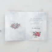 Vrolijk kerstscript met Waterverf Poinsettias Feestdagen Kaart (Binnen)