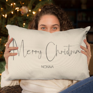 Vrolijk kerstscript Minimalistisch kerstfeest Kussen