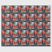 Vrolijk kerstscript Modern 3 Foto aangepast Cadeaupapier (Vlak)