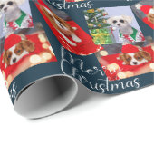 Vrolijk kerstscript Modern 3 Foto aangepast Cadeaupapier (Rol Hoek)