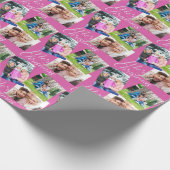 Vrolijk kerstscript Modern 3 Foto aangepast Cadeaupapier (Hoek)