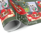 Vrolijk kerstscript Modern 3 Foto aangepast Cadeaupapier (Rol Hoek)