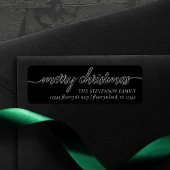 Vrolijk kerstscript | Modern zwart adres Etiket