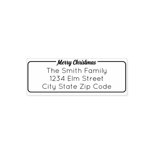 Vrolijk kerstscript naam en retouradres zelfinktende stempel (Design)