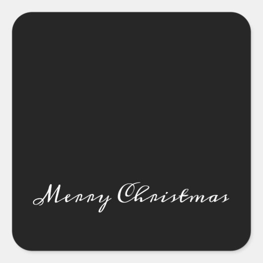 Vrolijk kerstscript omhullen of Gift Wrap Black Vierkante Sticker (Voorkant)