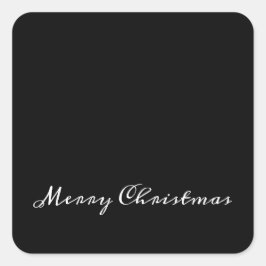 Vrolijk kerstscript omhullen of Gift Wrap Black Vierkante Sticker