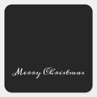 Vrolijk kerstscript omhullen of Gift Wrap Black Vierkante Sticker