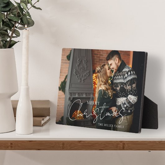 Vrolijk kerstscript paar foto's Keepsake Fotoplaat
