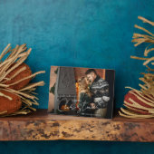 Vrolijk kerstscript paar foto's Keepsake Fotoplaat (Zijkant)