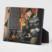 Vrolijk kerstscript paar foto's Keepsake Fotoplaat (Zijkant)
