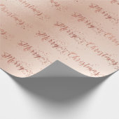 Vrolijk kerstscript Pastel Roze Rose Gold Stars Cadeaupapier (Hoek)