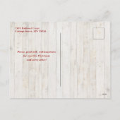 Vrolijk kerstscript, Poinsettia, Rustic 4-foto Feestdagenkaart (Achterkant)