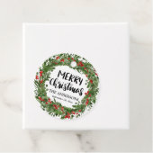 Vrolijk kerstscript Red Holly laat Wreator Bedankjes Labels (In situ)