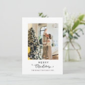 Vrolijk kerstscript Red Plaid Tartan Foto Feestdagenkaart (Staand voorkant)