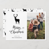 Vrolijk kerstscript rendier kerstfoto feestdagenkaart (Voorkant / Achterkant)