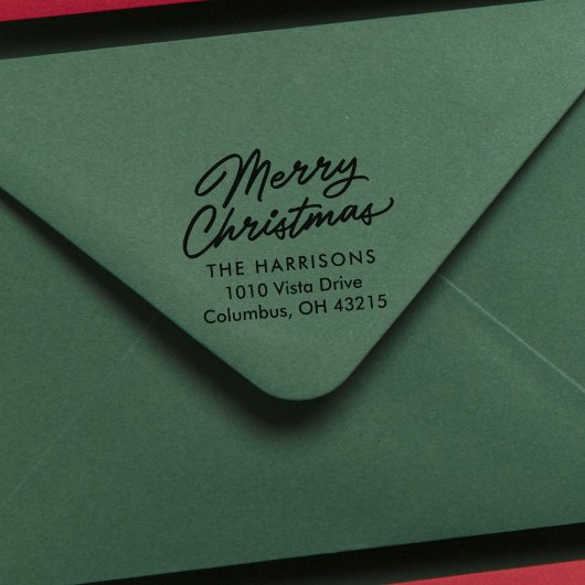 Vrolijk kerstscript retouradres  zelfinktende stempel