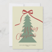 Vrolijk kerstscript rode groene boom niet-foto feestdagenkaart (Voorkant)
