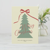 Vrolijk kerstscript rode groene boom niet-foto feestdagenkaart (Staand voorkant)