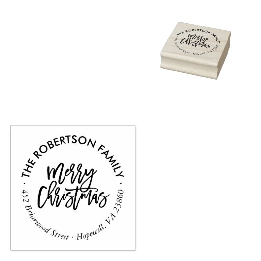 Vrolijk kerstscript Ronde retour adres stempel (Gestempeld)