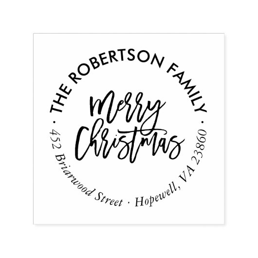 Vrolijk kerstscript Ronde retour adres stempel (Design)