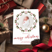 Vrolijk kerstscript Rood en Groen Foto Feestdagenkaart