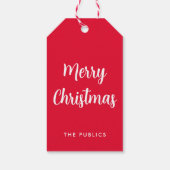 vrolijk kerstscript rood en wit cadeaulabel (Achterkant)