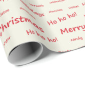 Vrolijk kerstscript rood en wit cadeaupapier (Rol Hoek)