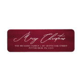 Vrolijk kerstscript rood retour adres label (Voorkant)