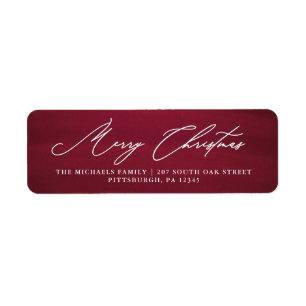 Vrolijk kerstscript rood retour adres label