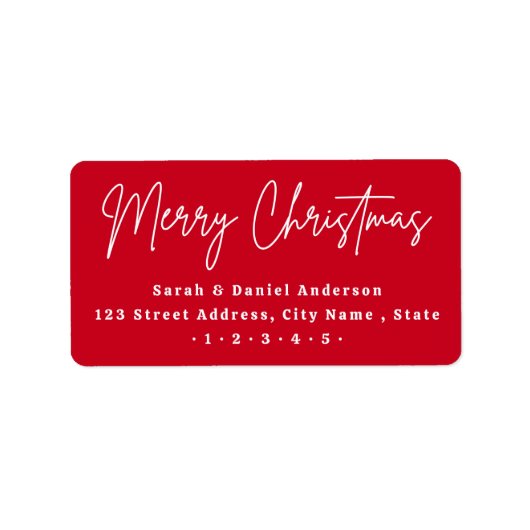 Vrolijk kerstscript rood retouradres etiket (Voorkant)