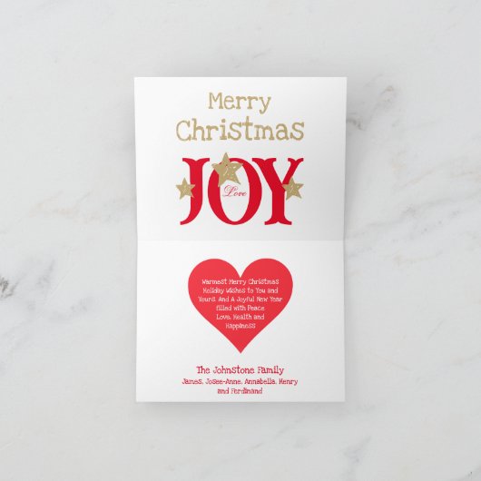 Vrolijk kerstscript rood wit vakantie Kaart (Binnen)