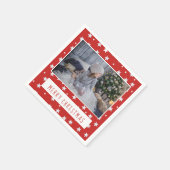 Vrolijk kerstscript rood witte sterren foto servet (Hoek)