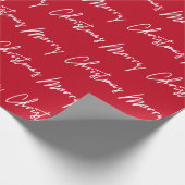 Vrolijk kerstscript rood-witte winter cadeaupapier (Hoek)