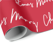 Vrolijk kerstscript rood-witte winter cadeaupapier (Rol Hoek)