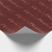 Vrolijk kerstscript Roos Gold Bordeaux Burgundy Cadeaupapier (Hoek)