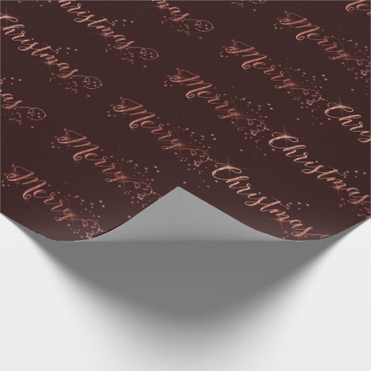 Vrolijk kerstscript Roos Gold Bordeaux Cadeaupapier (Hoek)