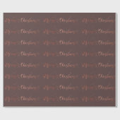 Vrolijk kerstscript Roos Gold Caffe Noir Cadeaupapier (Vlak)