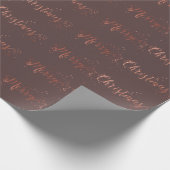 Vrolijk kerstscript Roos Gold Caffe Noir Cadeaupapier (Hoek)