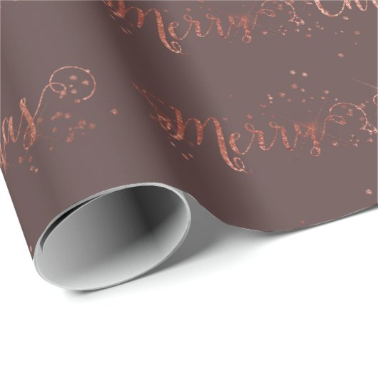 Vrolijk kerstscript Roos Gold Caffe Noir Cadeaupapier (Rol Hoek)