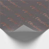 Vrolijk kerstscript Roos Gold Grey Graphite Cadeaupapier (Hoek)
