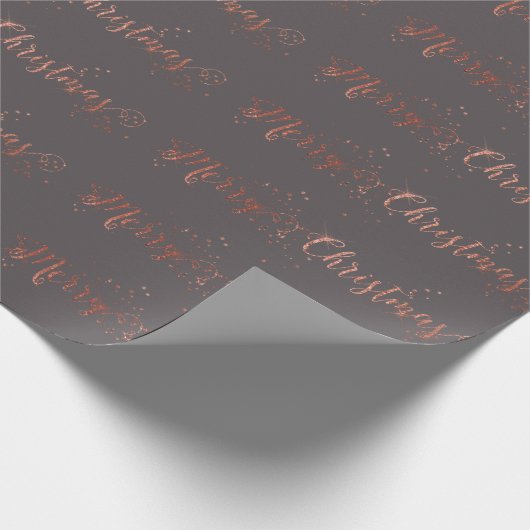Vrolijk kerstscript Roos Gold Grey Graphite Cadeaupapier (Hoek)
