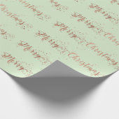 Vrolijk kerstscript Roos Gold Mint Green Pastel Cadeaupapier (Hoek)